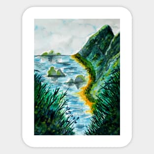 Beach Mountains Watercolor Sticker